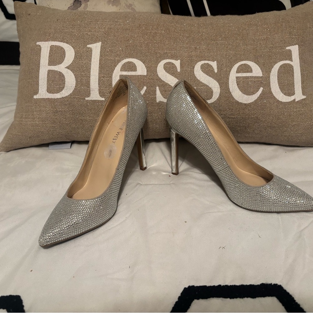 Nine West Shimmering Silver Heels